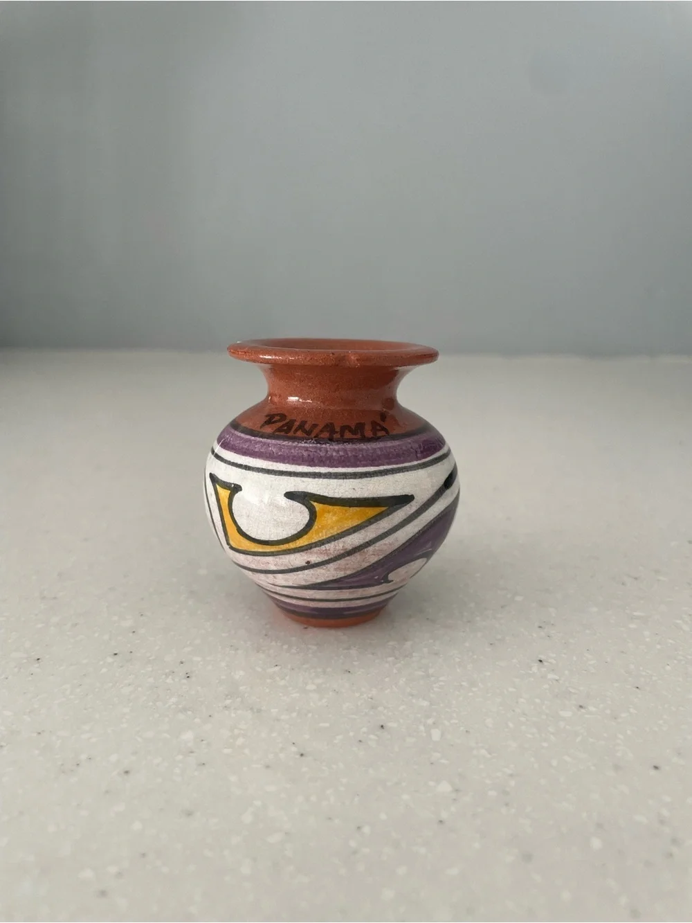 Panama Hand Painted Mini Pottery Vase Folk Art 3”